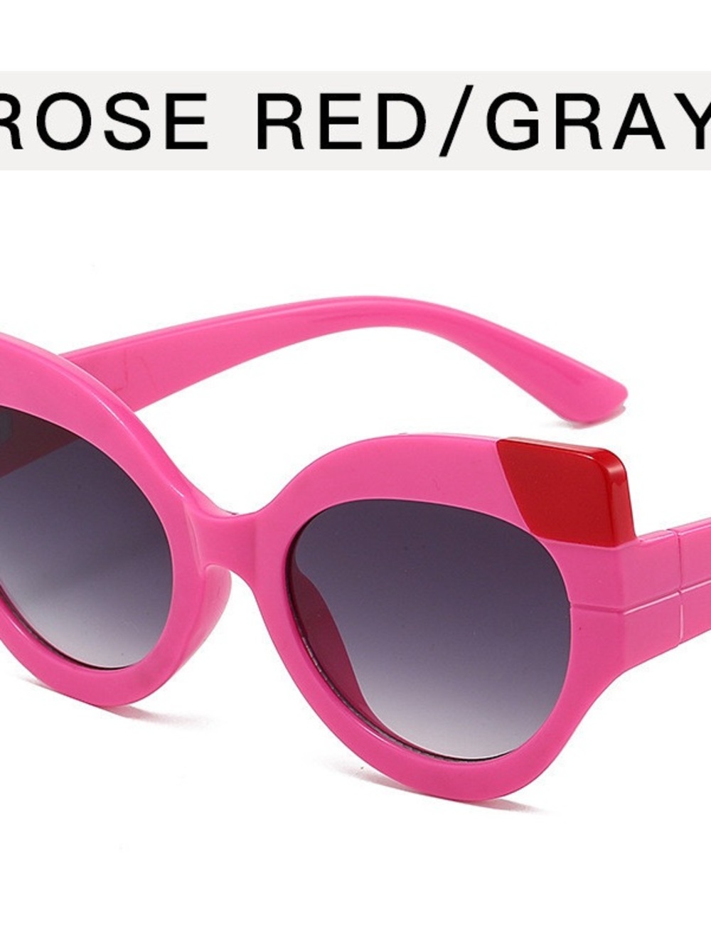 Pink Cat-Eye Sunglasses with Red Corners | Retro UV400 Statement Shades - Picture 4 of 8